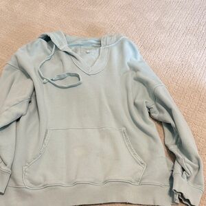 Light Blue Women's V-Neck Hoodie Sweatshirt